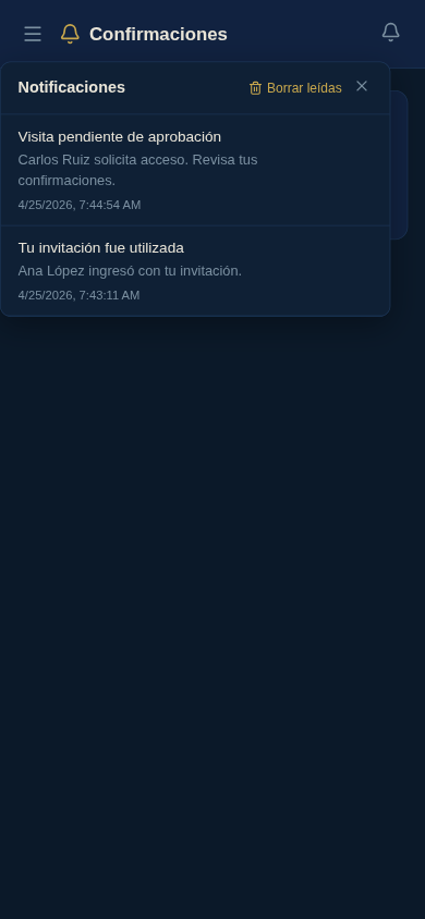 Centro de notificaciones del vecino con alertas recientes